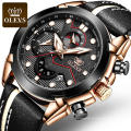 2020 OLEVS 9903 Herren Sport Armbanduhr Militär Leder Analoge Armee Casual Dress Watch Für Mann Großes Zifferblatt Digitale Quarzuhr